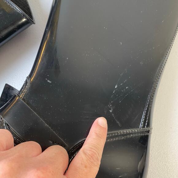 RED Valentino Women's EU 40 / US 10 Designer Black Rubber Rain Boots NO INSOLES - Picture 12 of 16